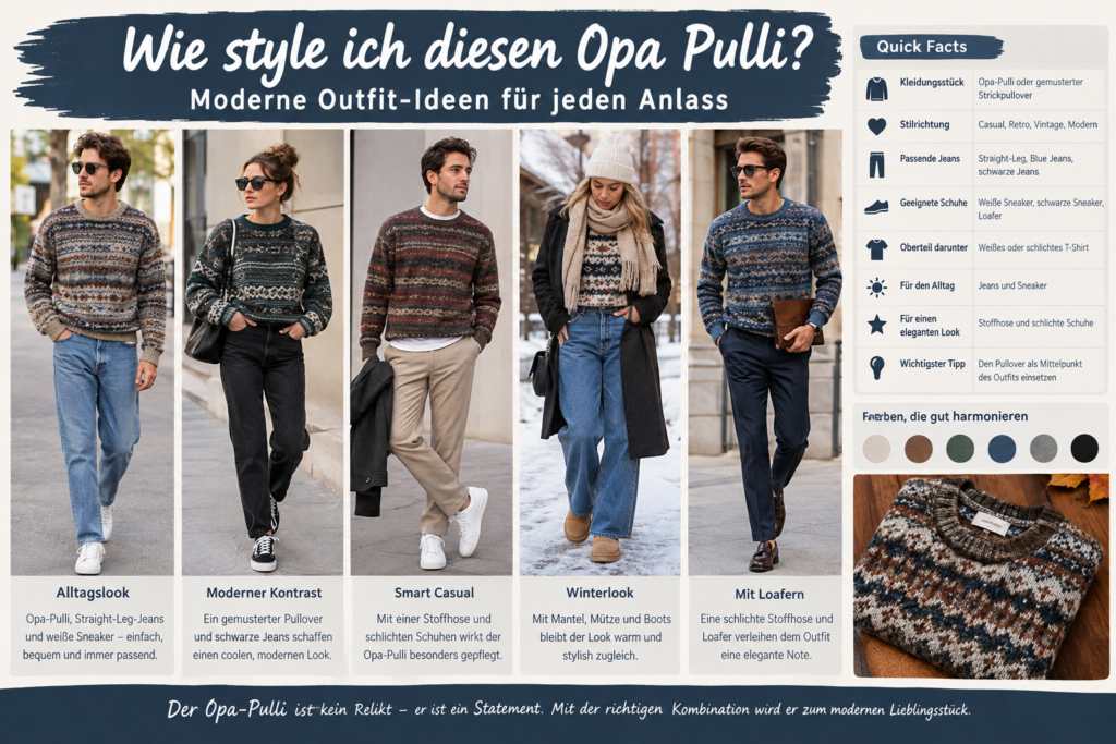 Wie style ich diesen Opa Pulli: Moderne Outfit-Ideen für jeden Anlass Wie style ich diesen Opa Pulli
